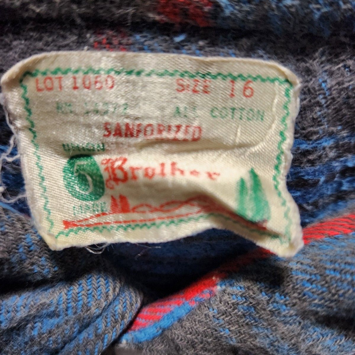 60s FIVE BROTHER ファイブブラザー 森タグ マチ付 ネルシャツ