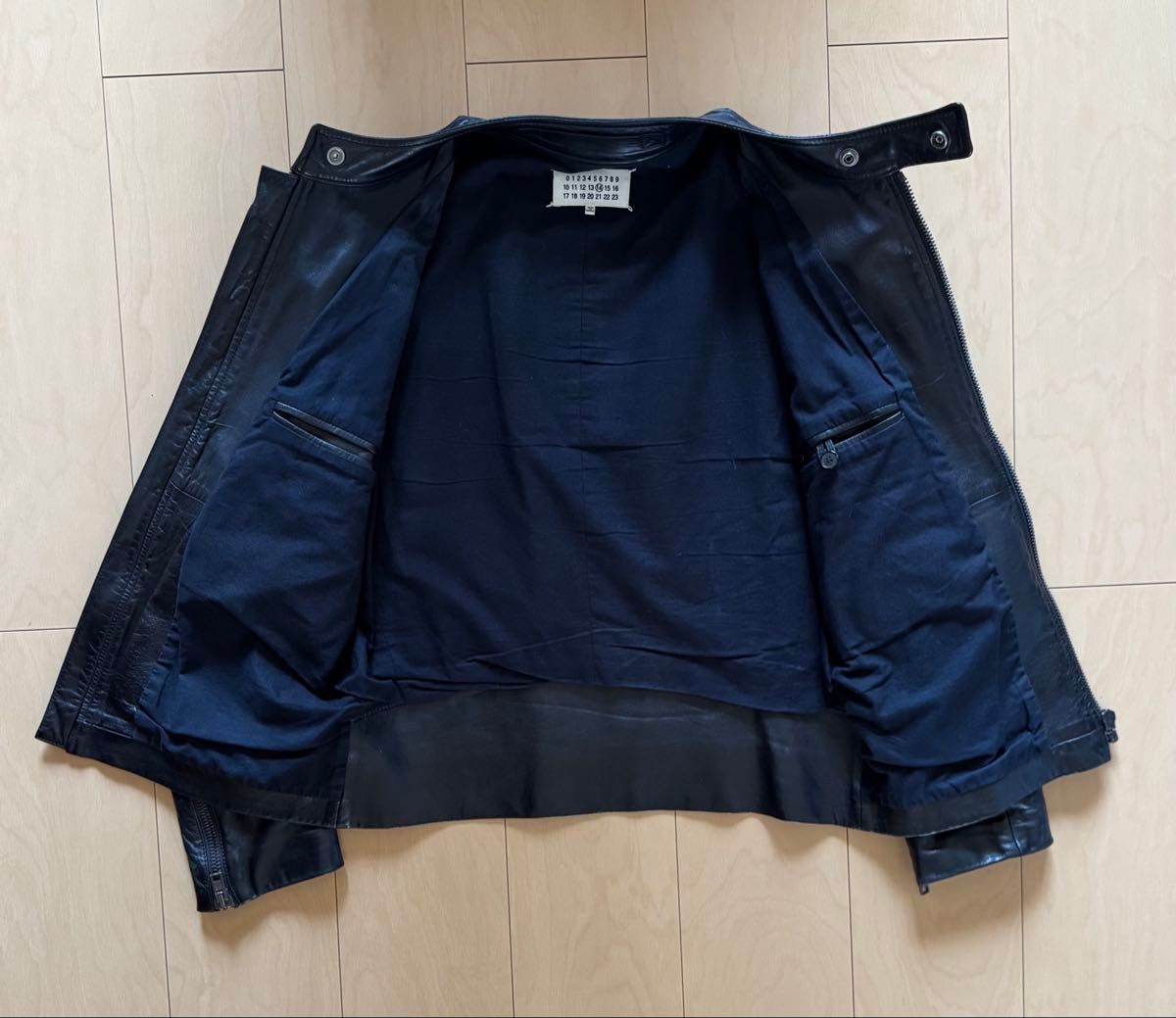 名作 Maison Margiela マルジェラ 八の字 ライダース ラムレザー 黒