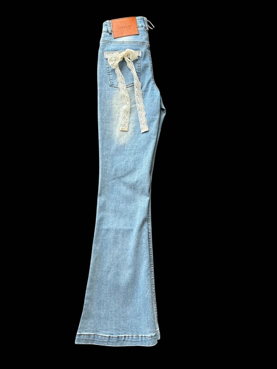 タグ付き未使用】Andmary Lacey ribbon denim アンドマリー レーシー