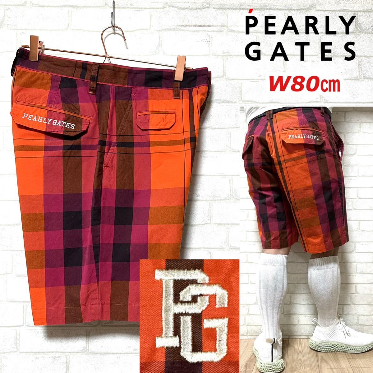 PEARL GATES チェック柄スリムパンツ極美品00 PEARL GATES チェック柄
