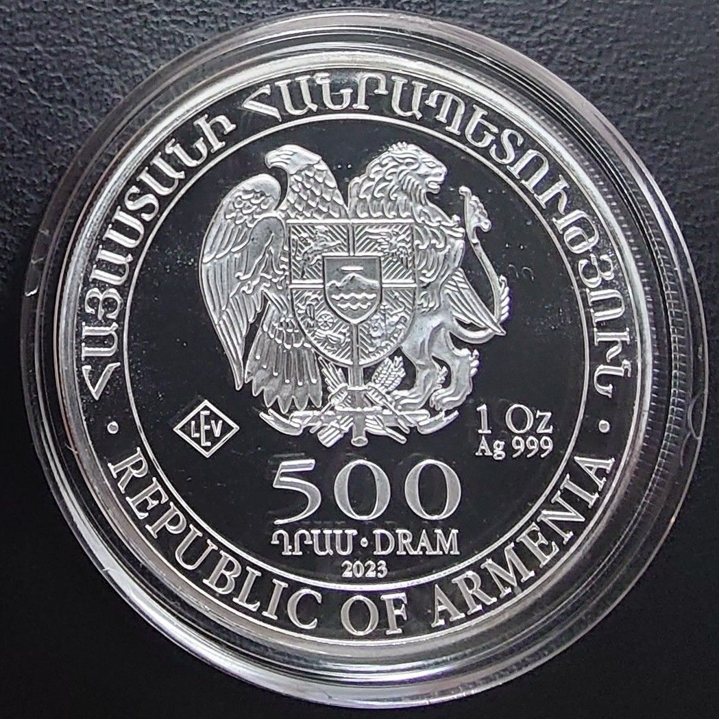 2023年 アルメニア銀貨 500ドラム ノアの方舟銀貨 1オンス 純銀