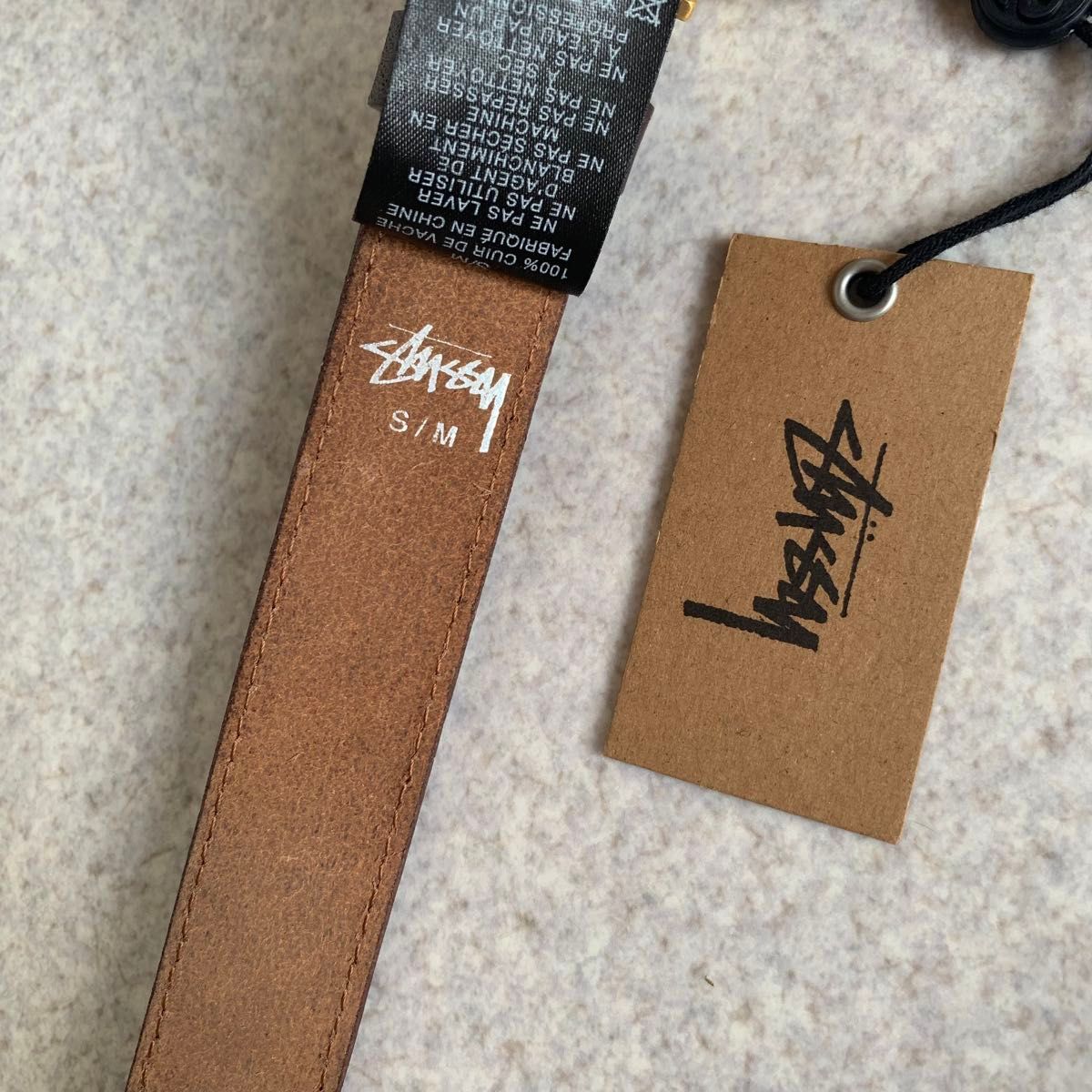 STUSSY SS-LINK BUCKLE BELT ブラウン S/M 新品 ステューシー SSリンク