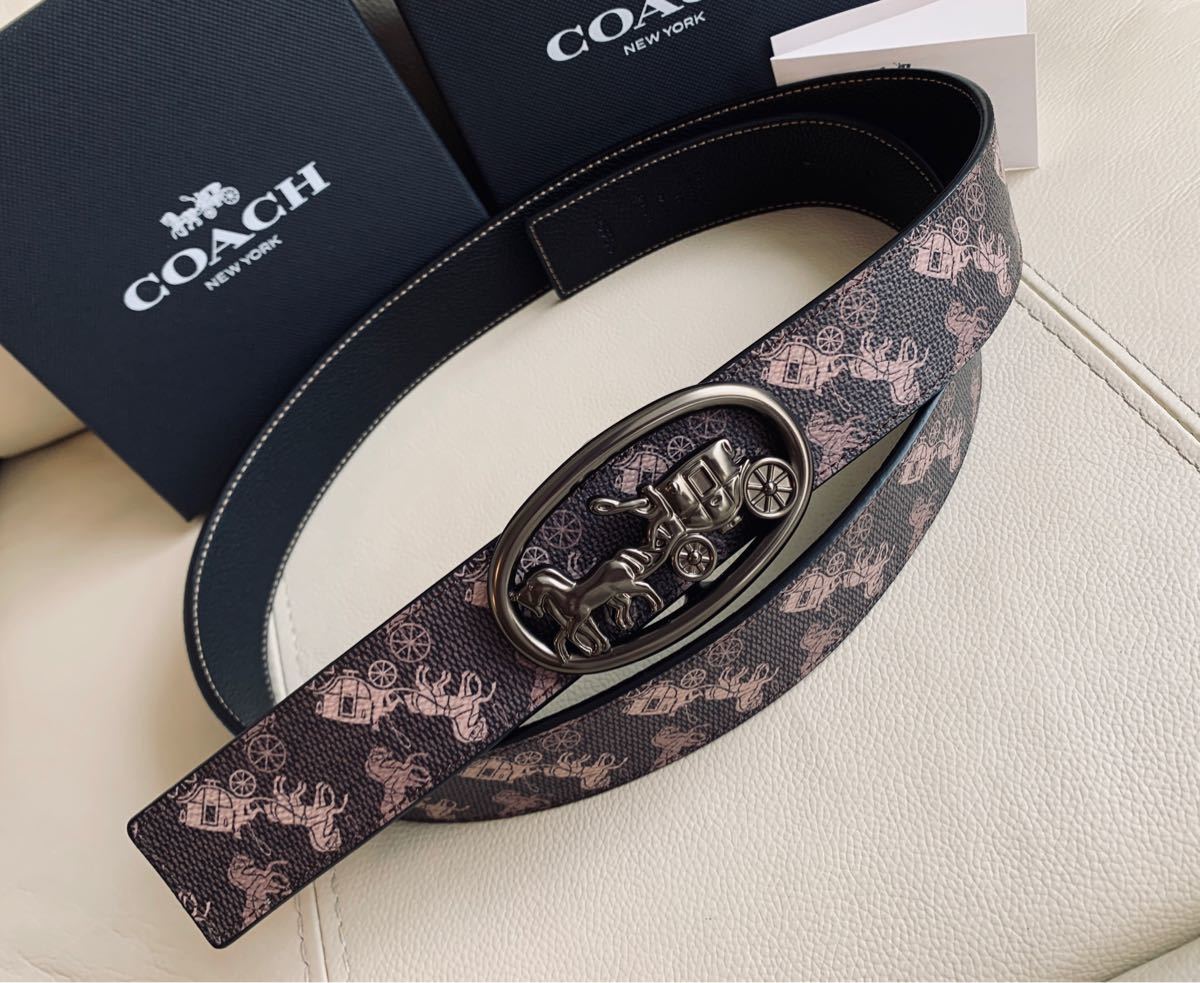 COACH コーチ 新品馬車 新作未使用 メンズベルト リバーシブル｜Yahoo