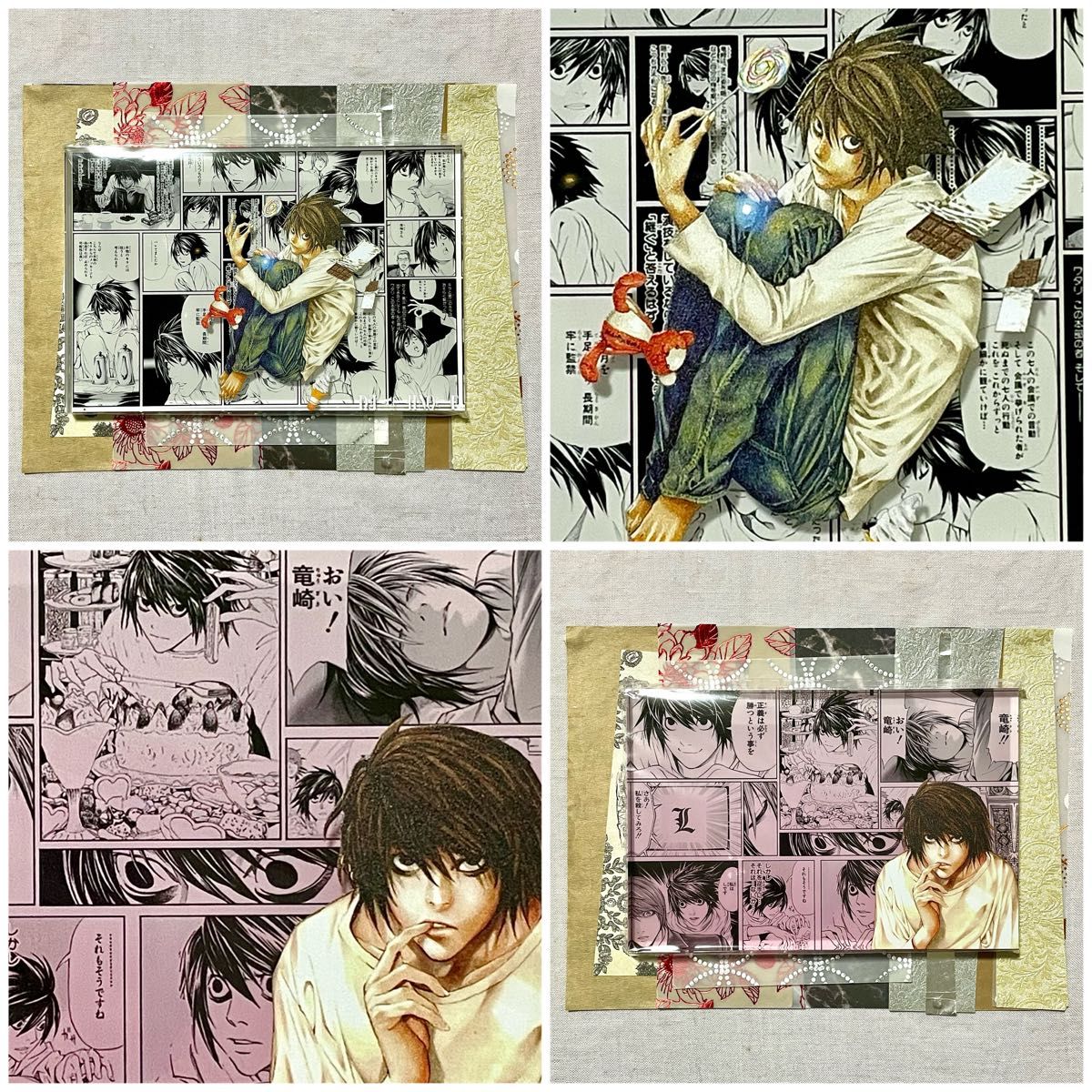 DEATH NOTE デスノート アクリルブロック L お菓子＆ピンク 飾り台付き