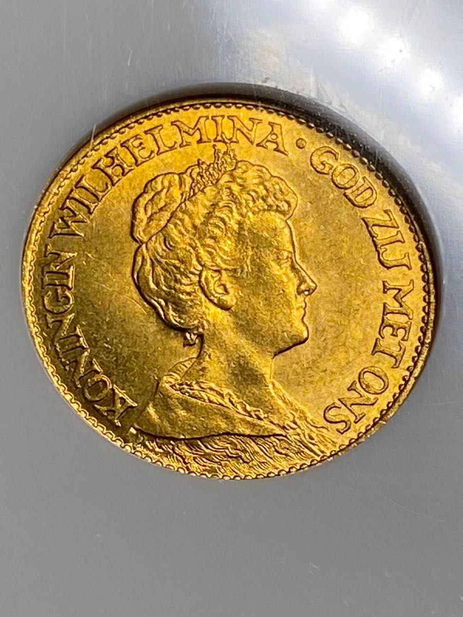1917年 オランダ 10ギルダー金貨(6 729g 金品位0 900) ウィルヘルミナ