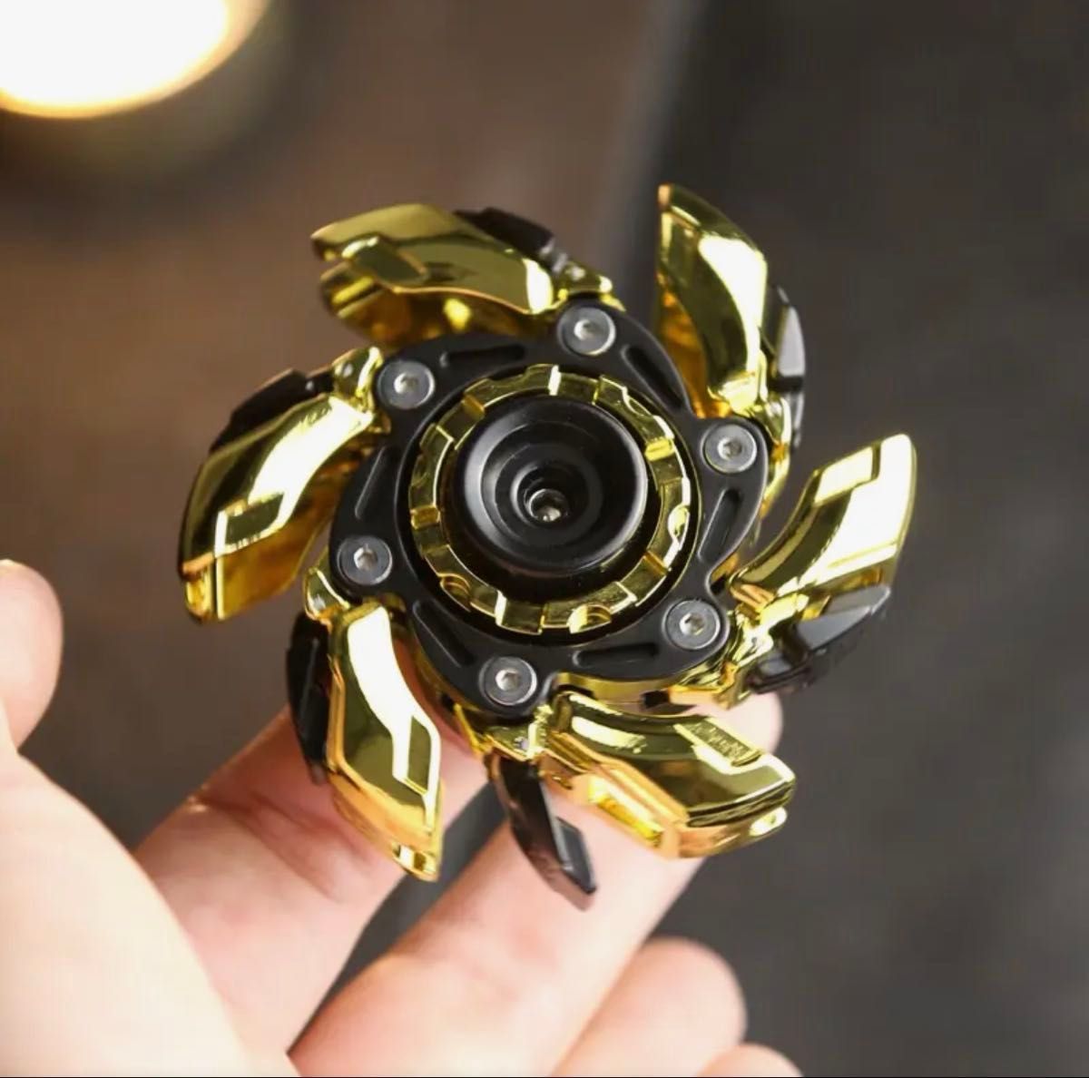 展開式ハンドスピナー 黒金 高精度 4分超え 高回転 ケース付 EDC フィ