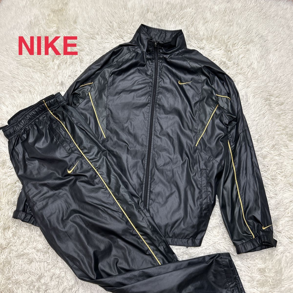 NIKE ナイキ ゴールド刺繍ロゴ 金ライン ナイロンジャケット パンツ