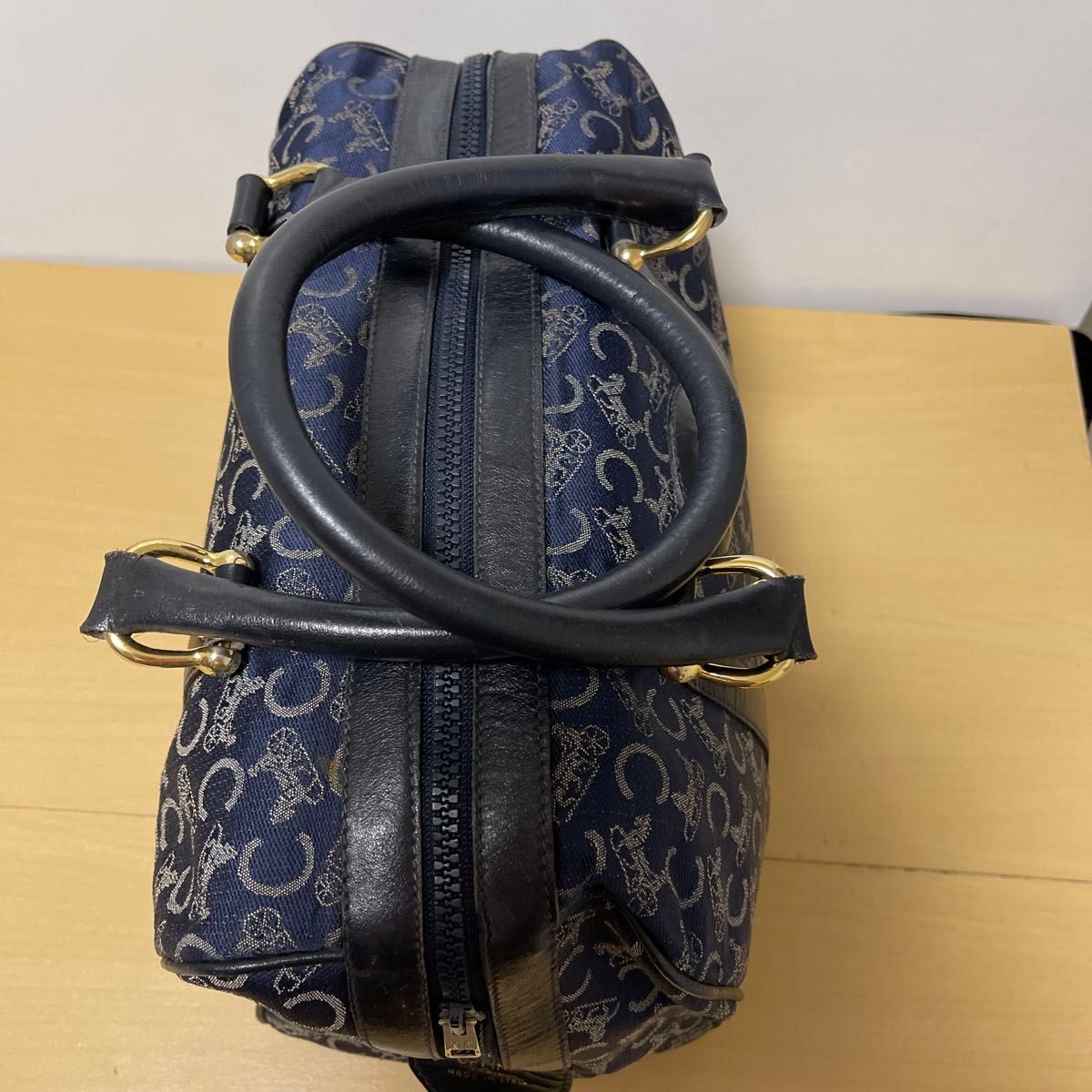 CELINE セリーヌ 馬車柄 Cマカダム ミニボストンバッグ ネイビー