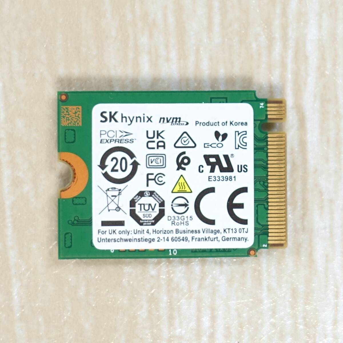 即決 正常動作品 SKハイニックス製 SSD 256GB PCIe NVMe m 2 2230 健康