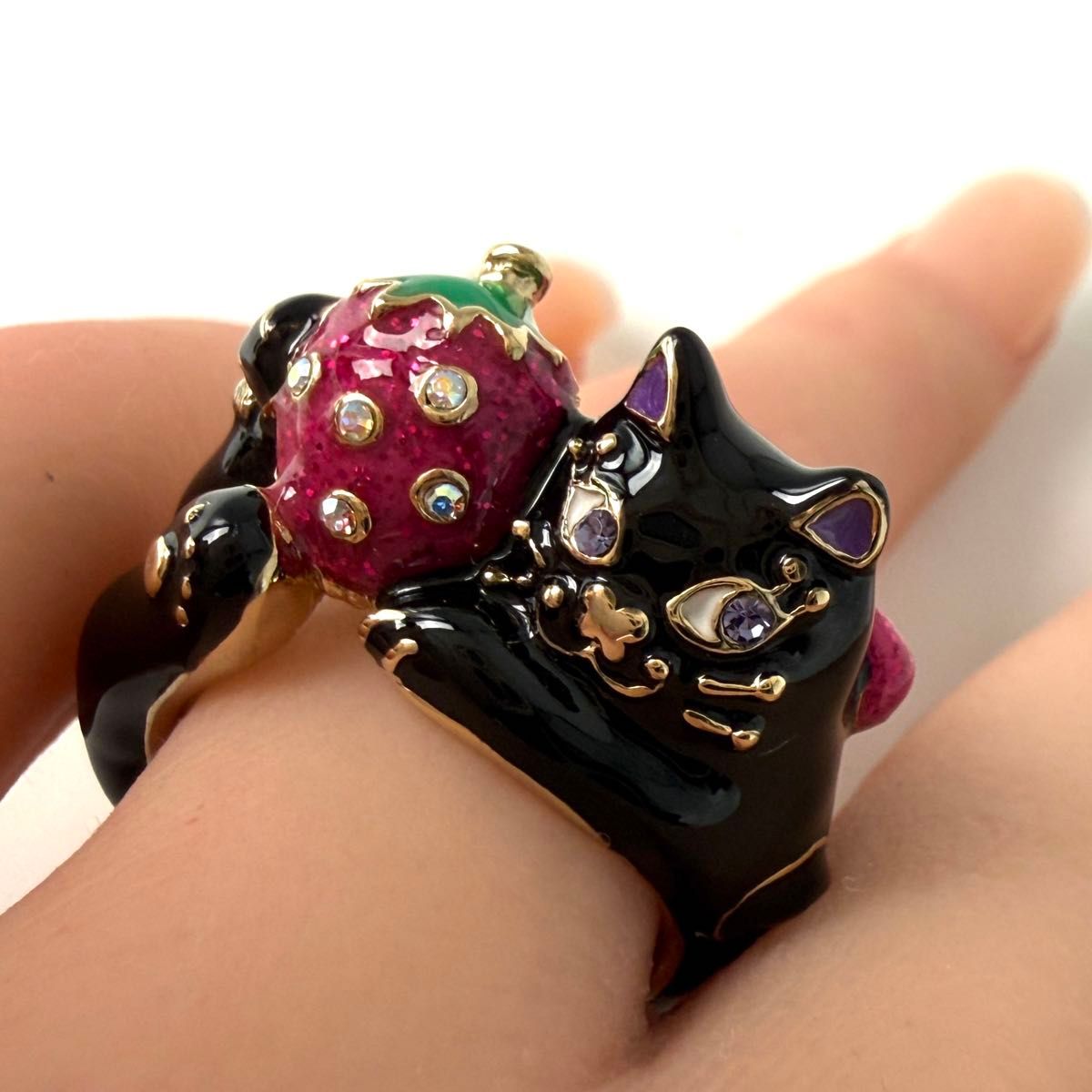 ANNA SUI アナスイ 2個セット 黒猫 ティティ 指輪 リング 白猫｜Yahoo