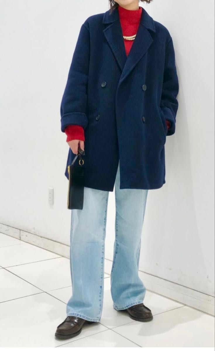 ユニクロ ダブルフェイスショートコート XL ネイビー タグ付き 未使用