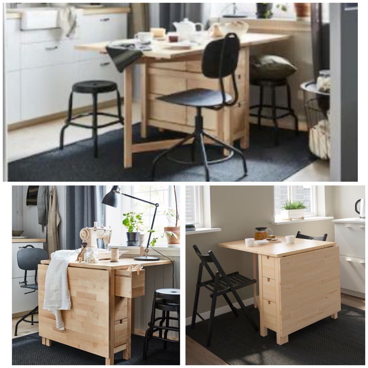 IKEA イケア バタフライテーブル 木製 パイン材 折りたたみテーブル