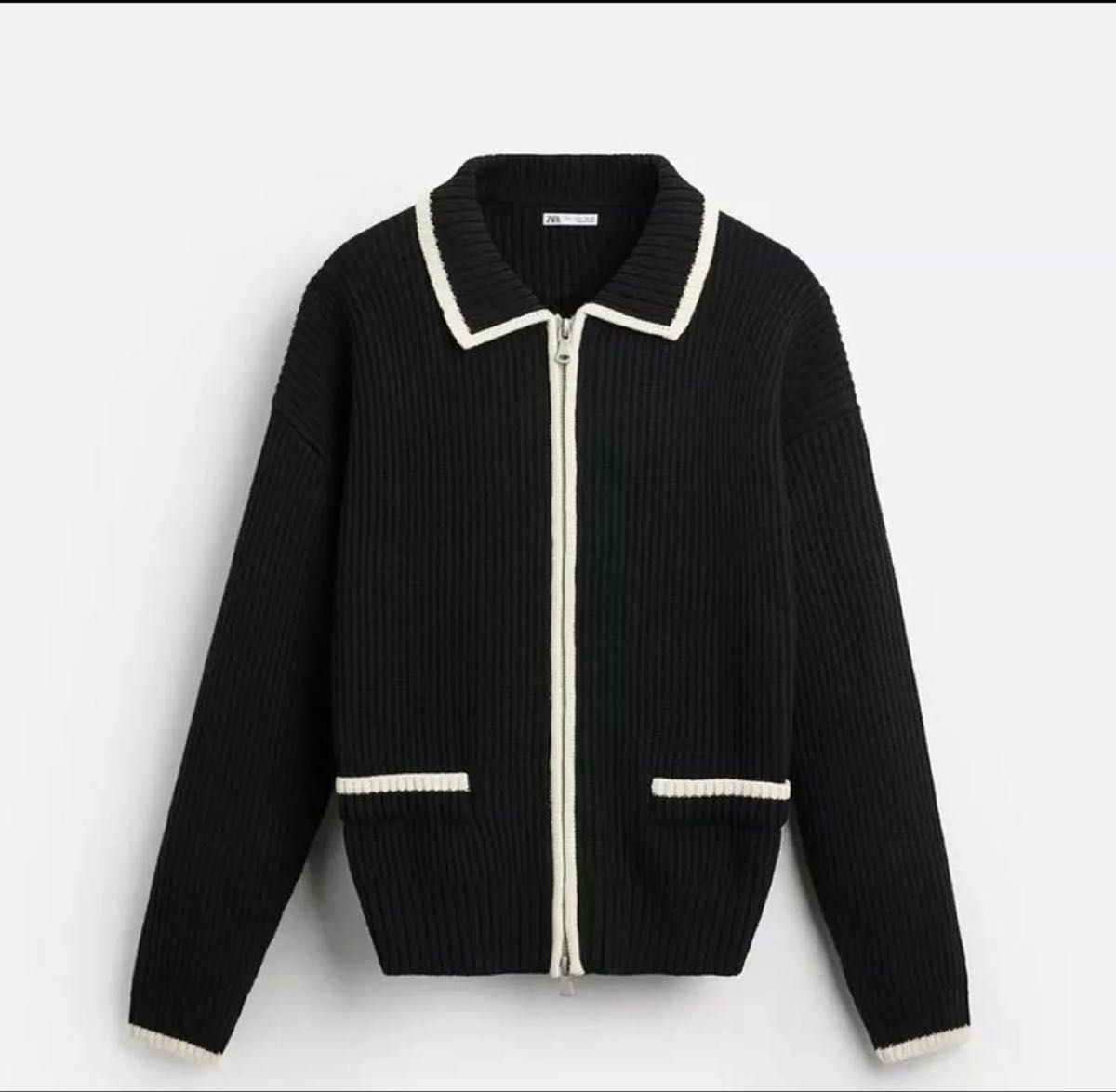 ZARA コントラストジップカーディガン｜Yahoo!フリマ（旧PayPayフリマ）