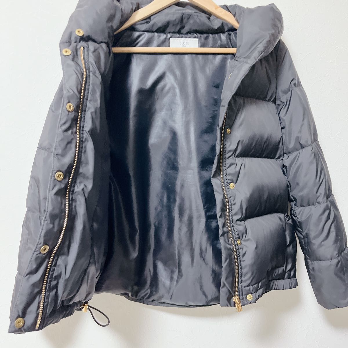極美品 SLOBE IENA ダウン90%ショールフード ショートダウンコート 36