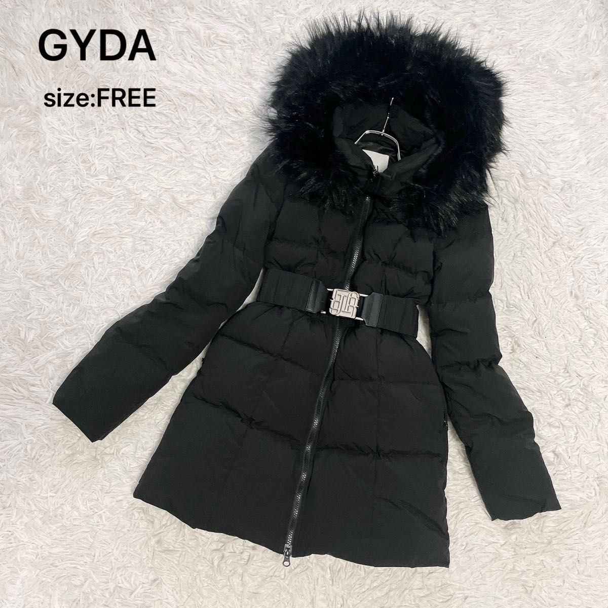 極美品】GYDA ジェイダ ダウンジャケット ファーフード ベルト付き