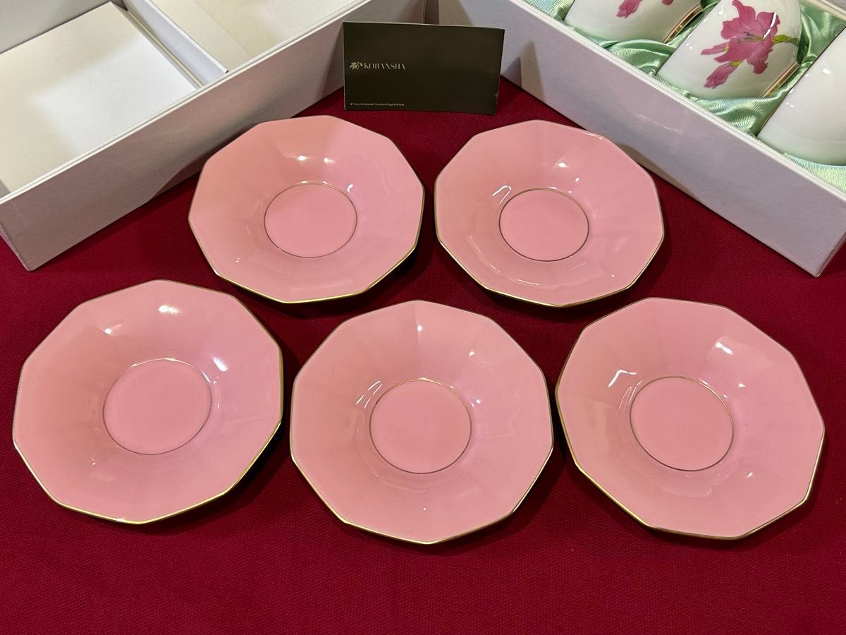 未使用 香蘭社 ピンク茶托 湯呑み茶碗揃 5客揃 箱付き｜Yahoo!フリマ