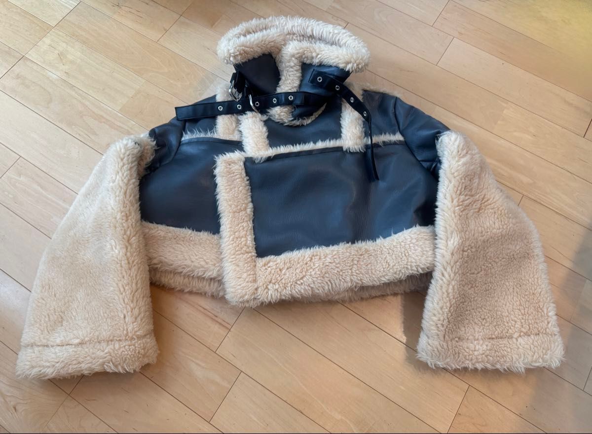 sacai サカイ ファー ボア ブルゾン ライダース レザー ジャケット