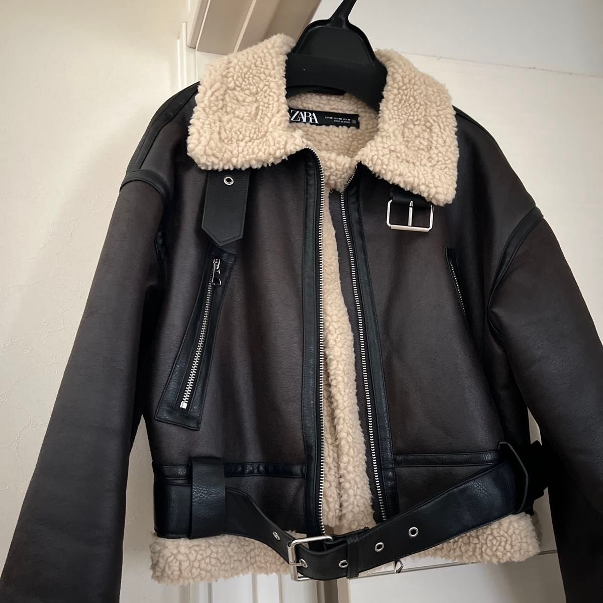 ZARA ザラ フェイクムートンジャケット B-3 ボアジャケット ブラウン