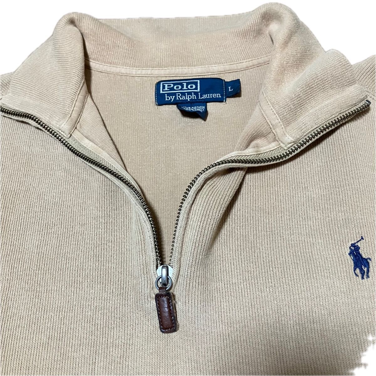 POLO RALPH LAUREN ハーフジップスウェット ベージュ ポロ刺繍 ラルフ
