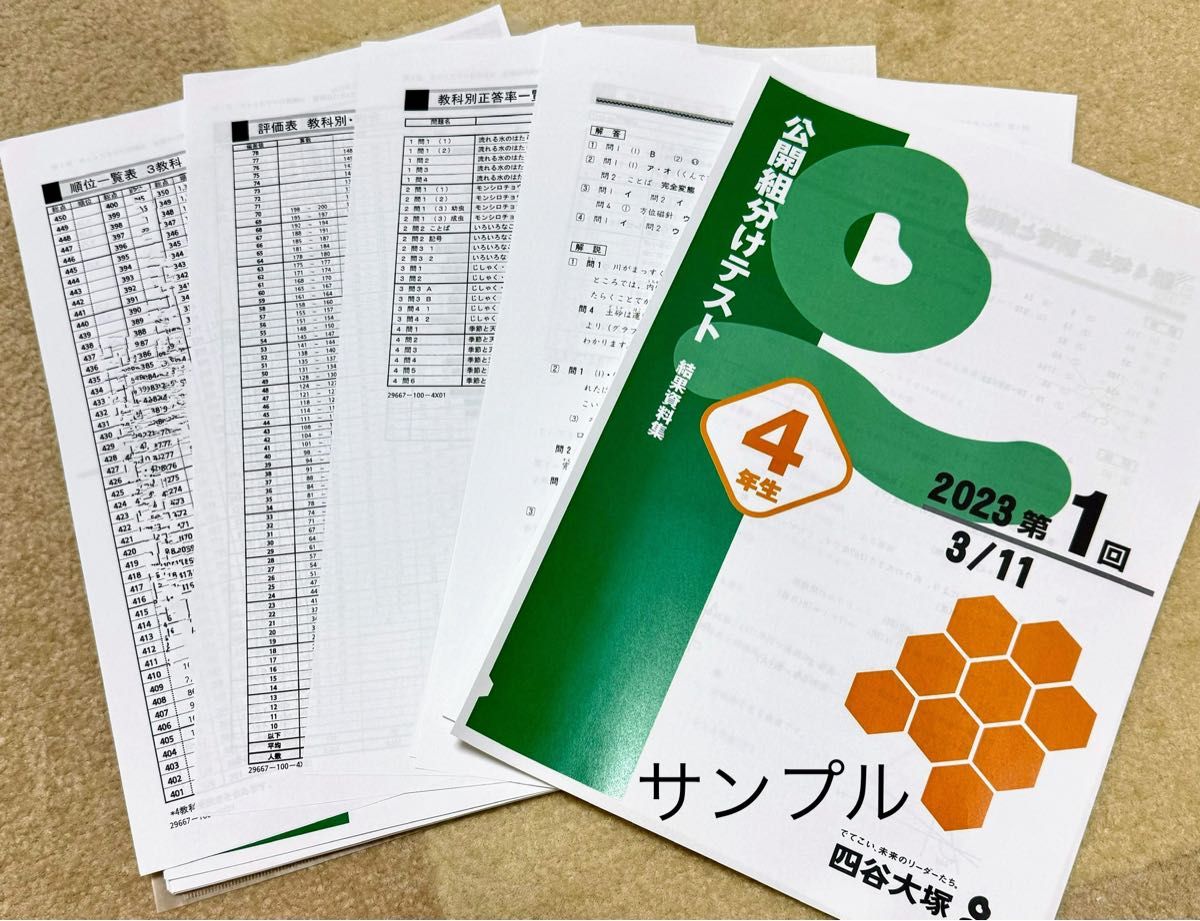 即日発送 四谷大塚 組分けテスト 4年生 3年分 問題・解答／解説集 早稲