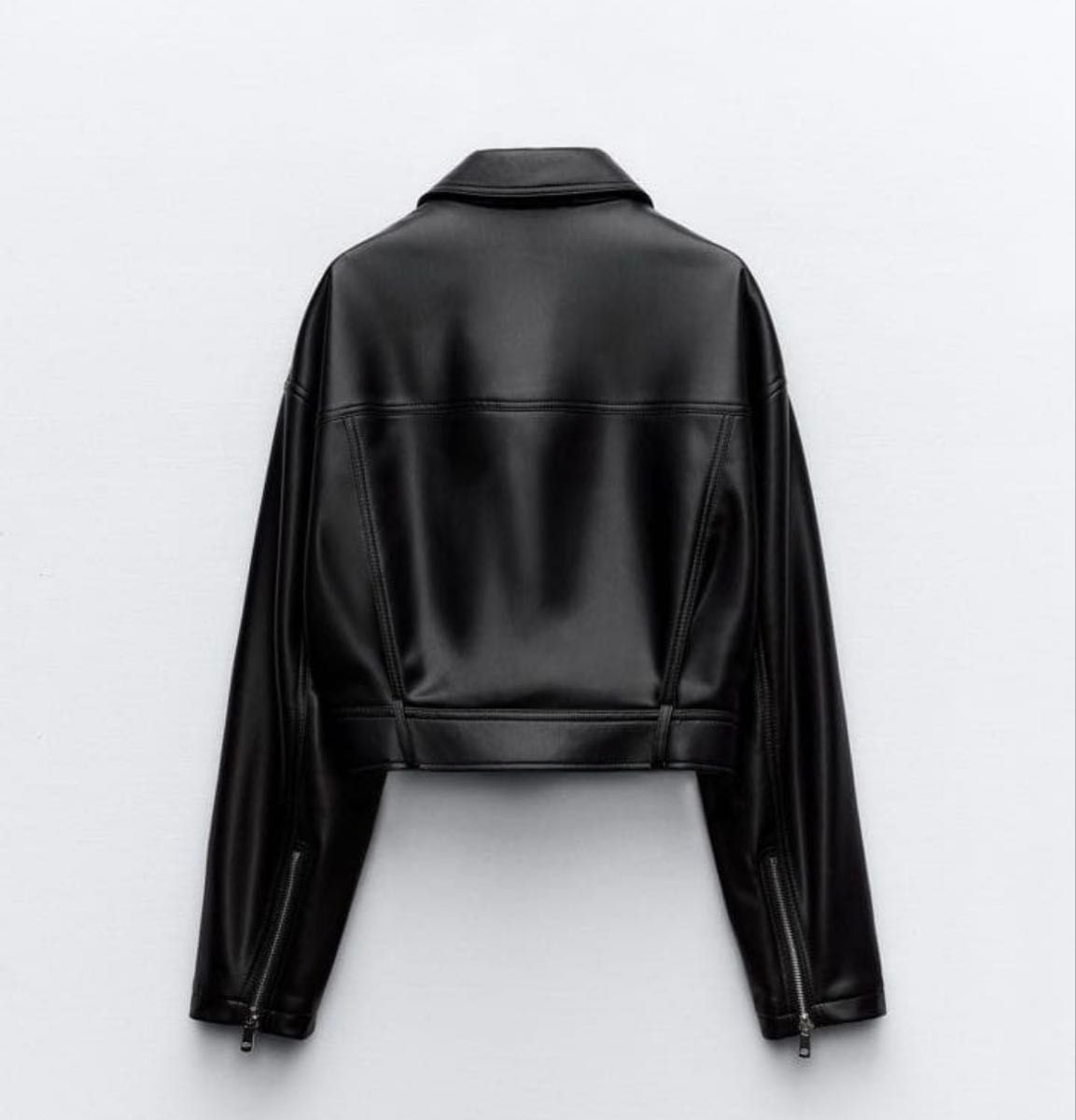 ザラ ZARA ショート フェイクレザージャケット ブラック L ライダース