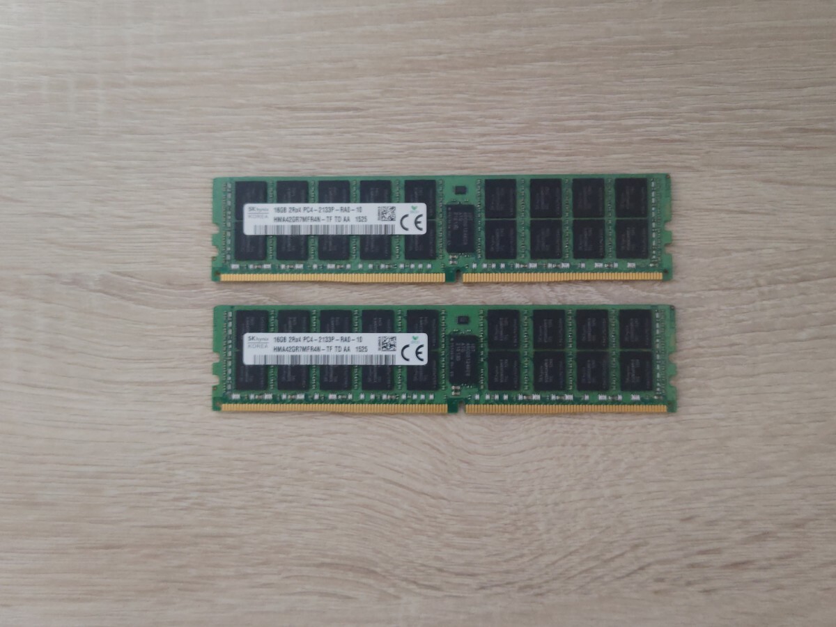 SKhynix 16GB 1R×4 PC4-2133P-RA0-10 DDR4 16GBx2枚 合計32GB 動作確認
