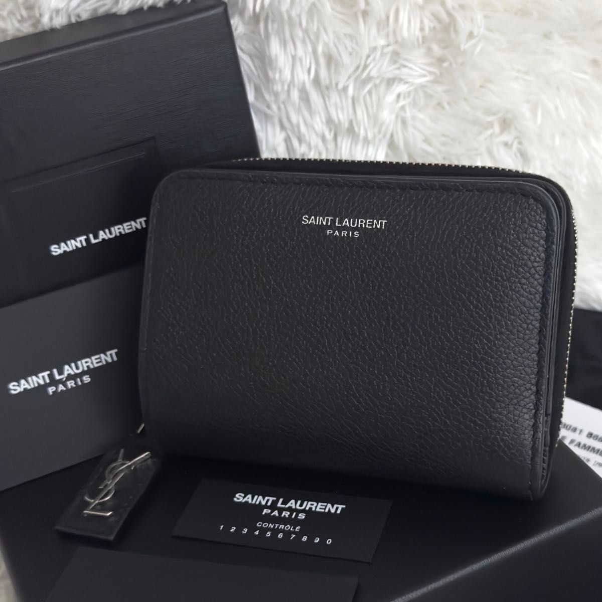 極美品 サンローラン SAINT LAURENT 財布 ラウンドファスナー ブラック