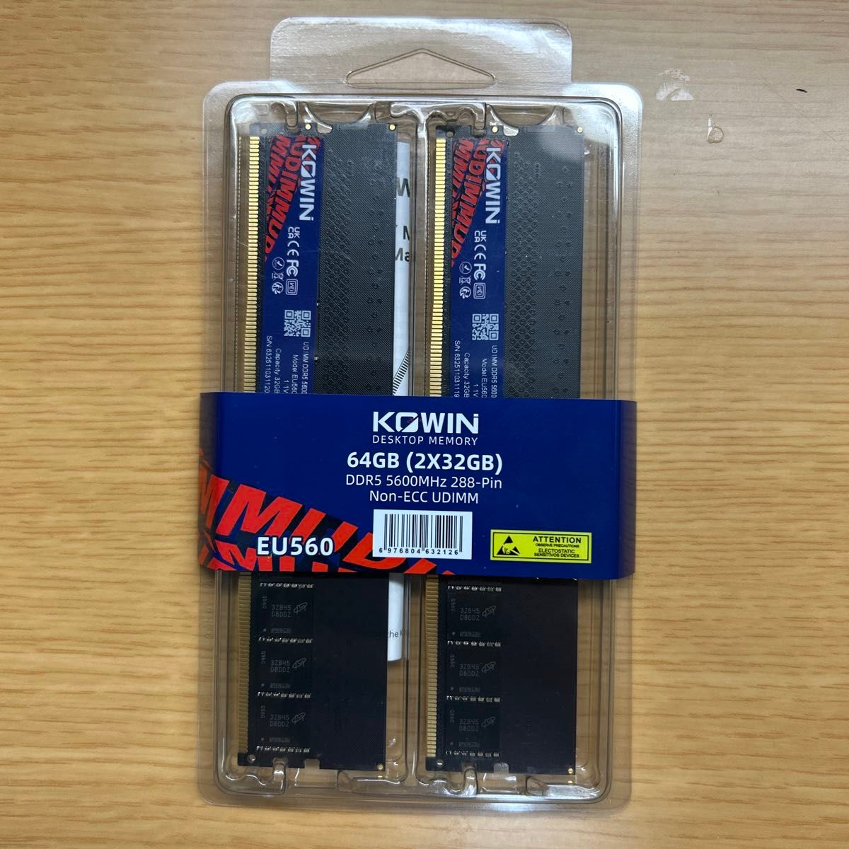 新品未使用・未開封 KOWIN DDR5 5600 UDIMM 64GB（32GB×2）EU560