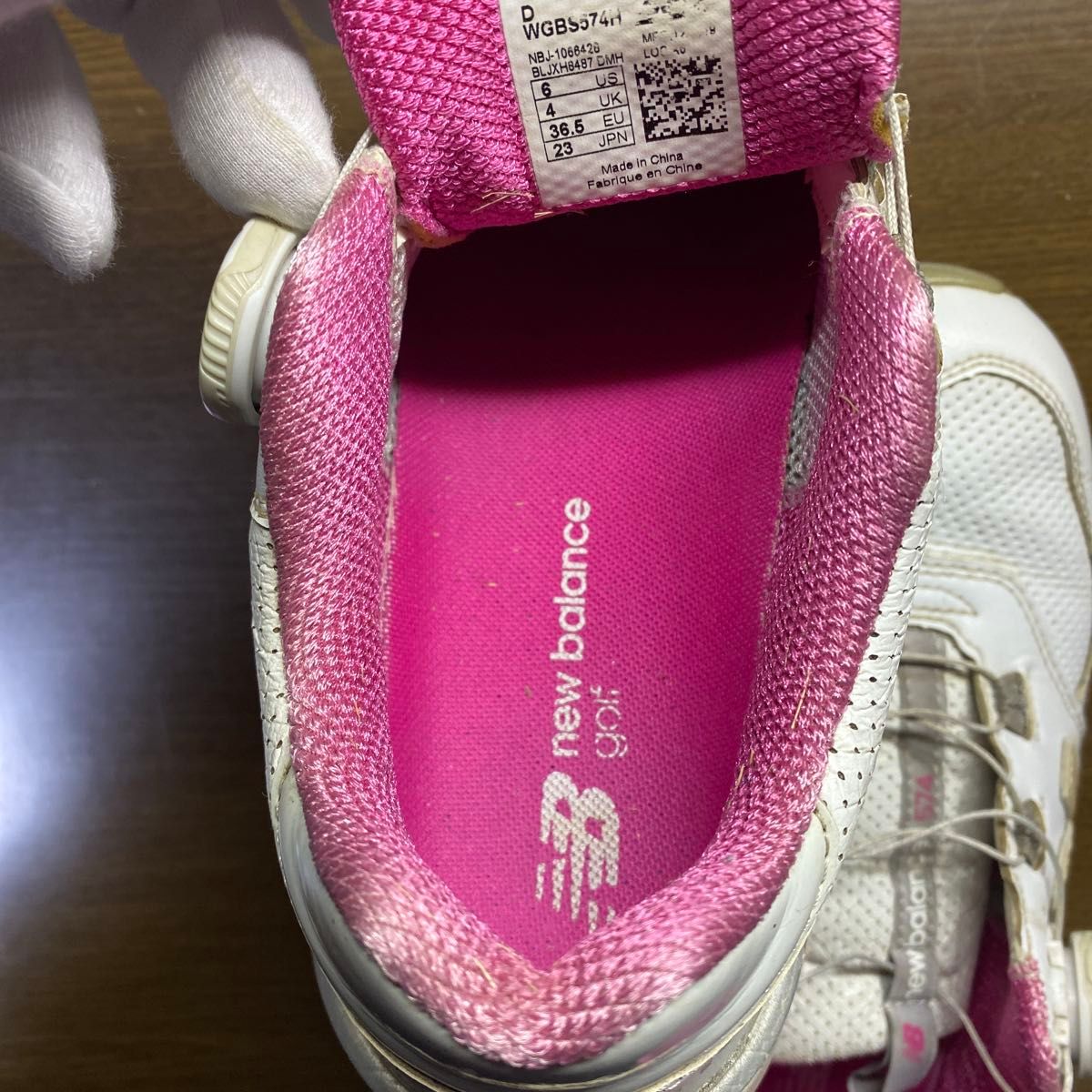 new balance】ニューバランス ボアゴルフシューズ 白×ピンク 23 0cm