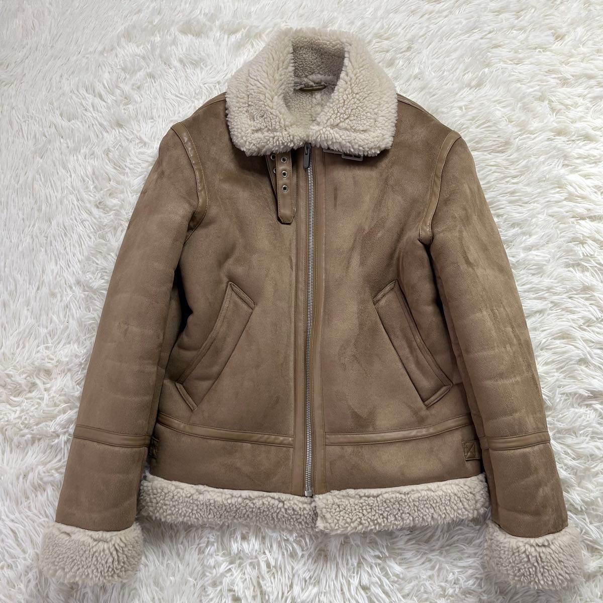 ZARA ザラ フェイクムートンジャケット フライトジャケット ボア