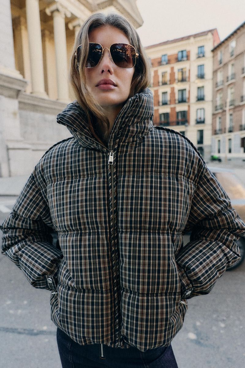 完売品 新作 ZARA チェック柄キルティングアノラック XS ダウン