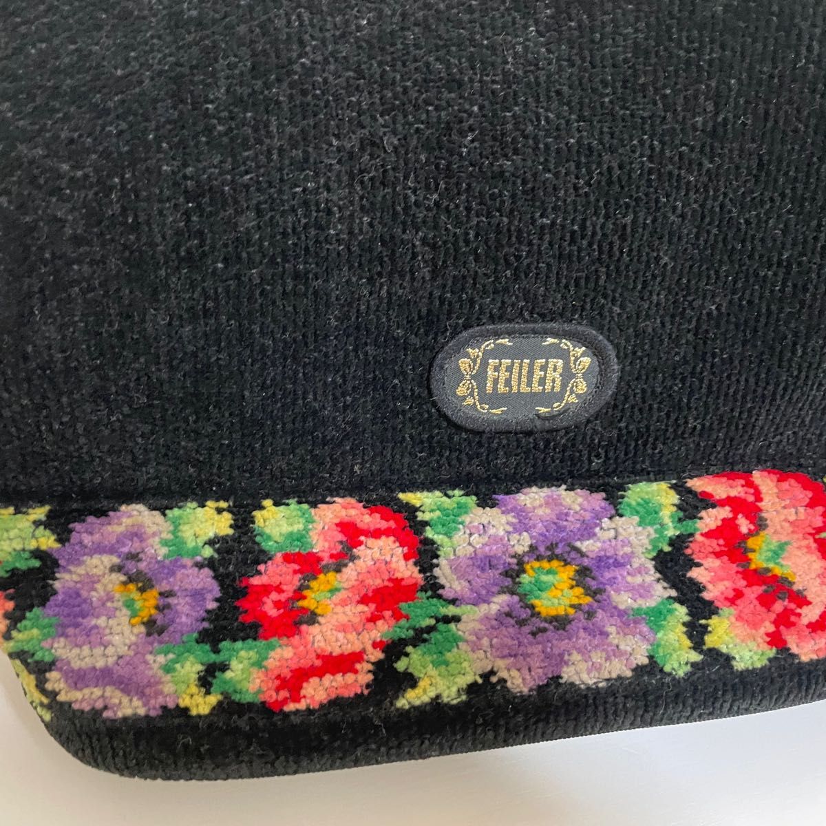 フェイラー FEILER 花柄刺繍 ハンドバッグ タオル生地 黒 花柄｜Yahoo