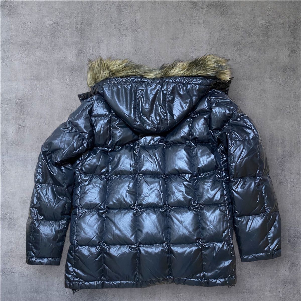 ユニクロ プレミアムダウンジャケット XL 黒 ファー 光沢 00s Y2K 平成