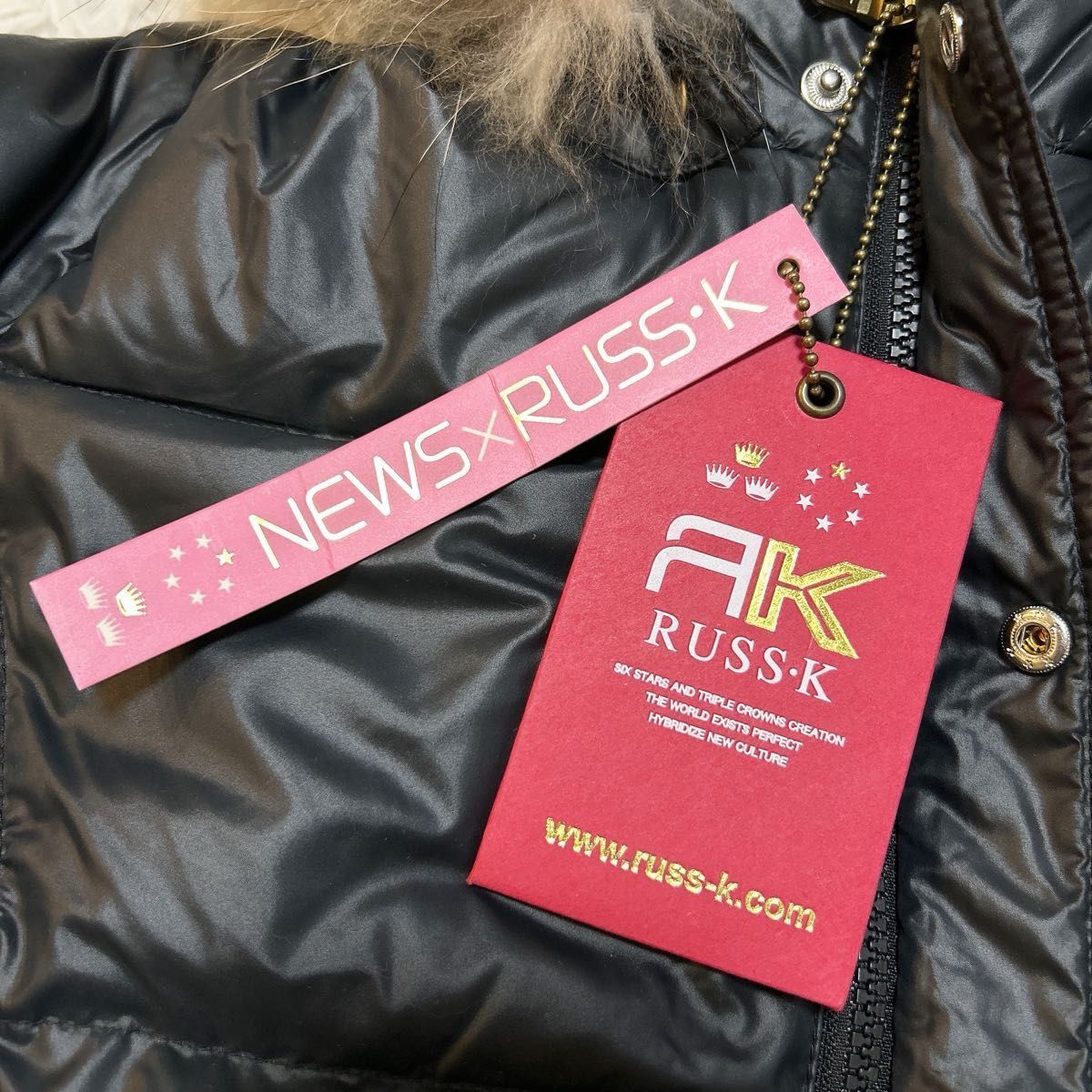 新品タグ付き RUSS・K ラスケーダウンジャケット ファー 光沢 短丈 Y2K