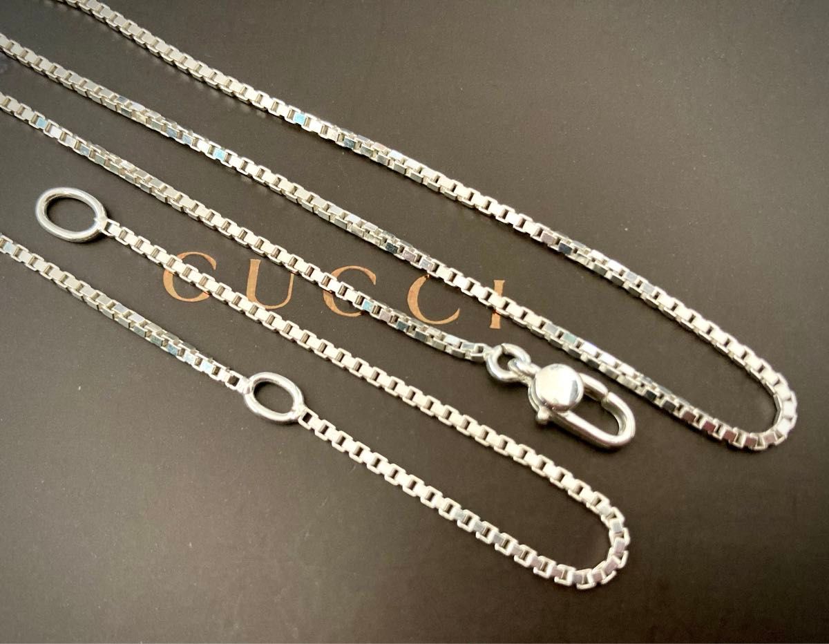 B)正規品 GUCCI/グッチ ベネチアンチェーンネックレス シルバー925