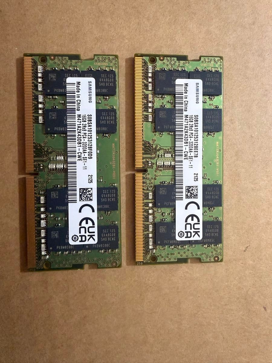SAMSUNG DDR4 16GB 2Rx8 PC4-3200AA-SE1-11 ノートPC用メモリ 2枚組