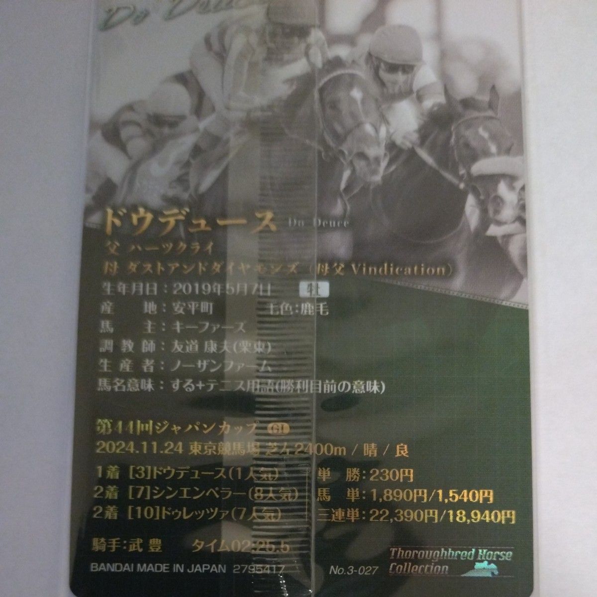 ドウデュース 武豊 ジャパンカップ GI 箔押しサイン入り サラブレッド