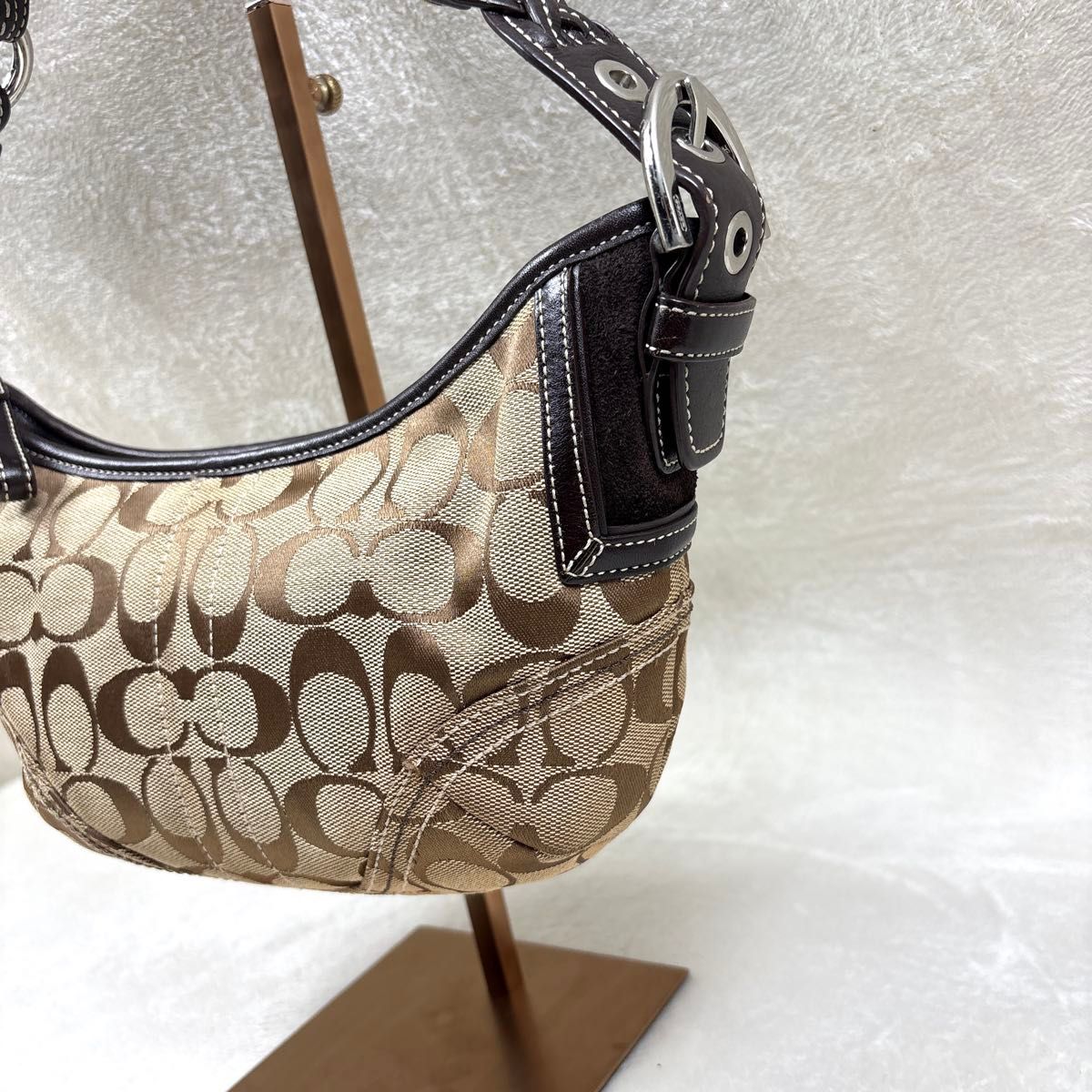 COACH コーチ シグネチャー ワンショルダー ハンドバッグ ブラウン