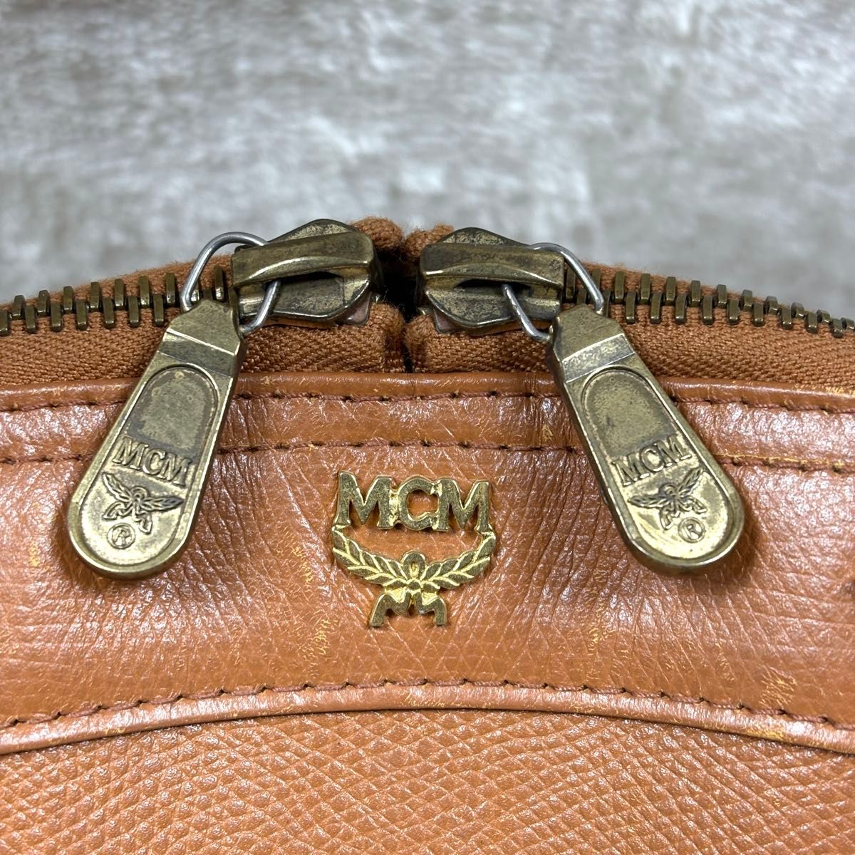 MCM エムシーエム ボストンバッグ ハンドバッグ ブラウン レザー