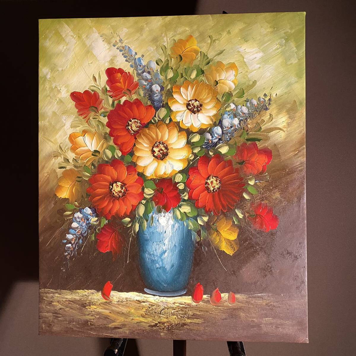 価値ある絵画 絵画のみ 肉筆 油彩画 花瓶のバラ 真作 美術品