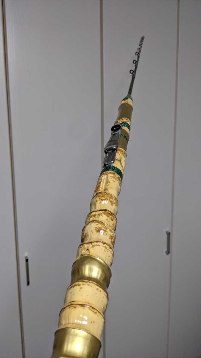 穴釣り竿 伊勢海老竿 ハンドメイド ロッド 竹 テトラ 和竿 漆塗り