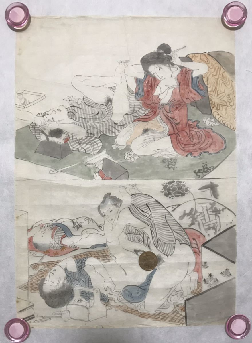 Yahoo!オークション - 16.春画 肉筆 紙本 浮世絵 美人図 錦絵 艶本 枕