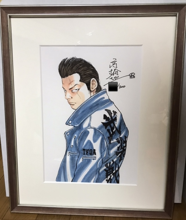 CROWS×WORST 高橋ヒロシサイン入り複製原画 河内鉄生 フィギュアバイク