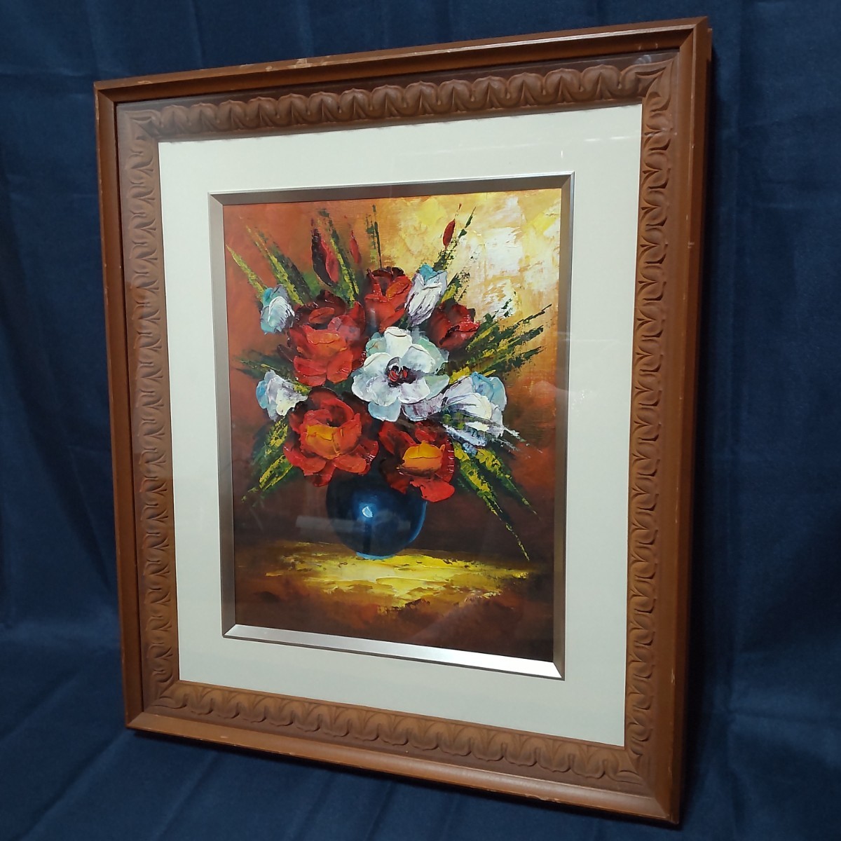 56 絵画 油彩 油絵 静物画 花 花瓶 額縁付き 額装｜Yahoo!フリマ（旧