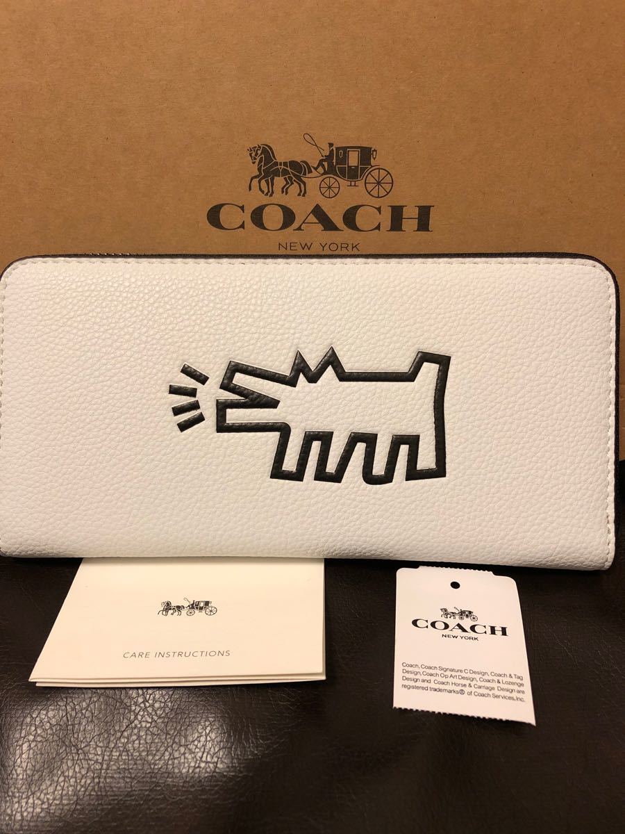 COACH】コーチ 長財布 キースへリング ドッグ 犬 ホワイト コラボ