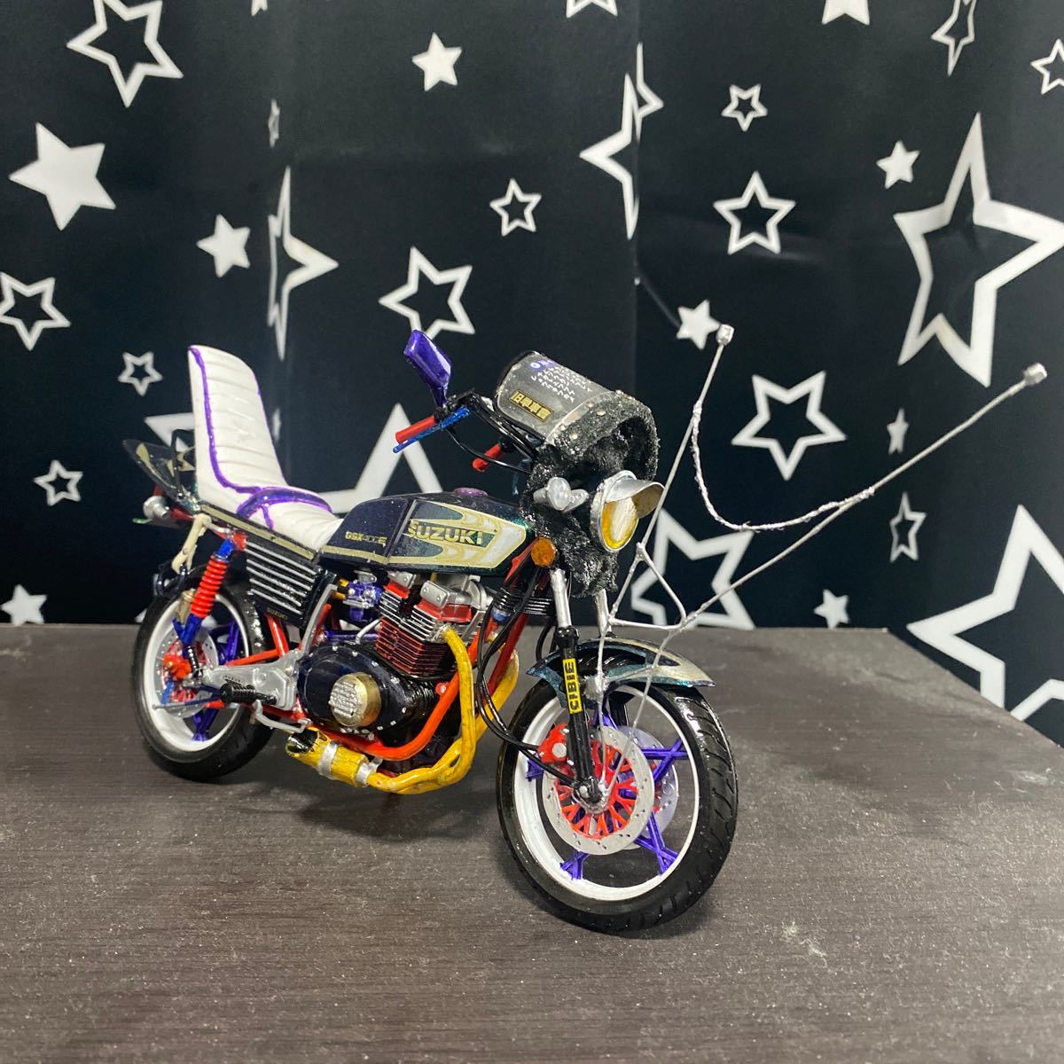 アオシマ 1/12 スズキ GSX400E II ザリ 改 族車仕様 プラモデル 完成品