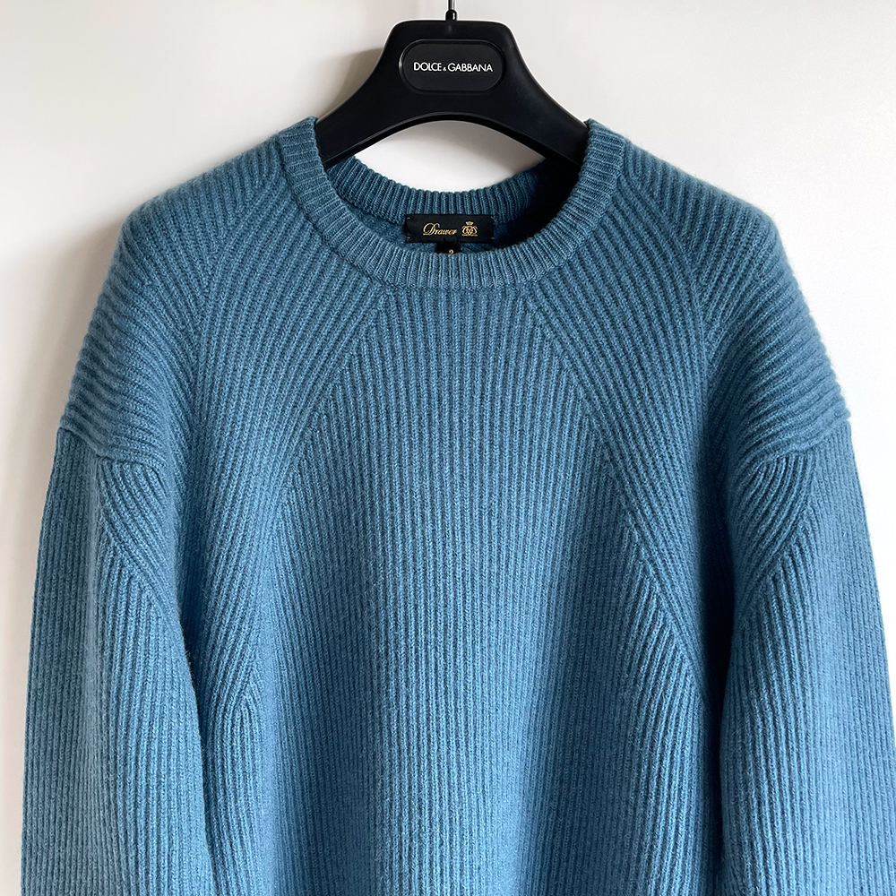 Drawer ドゥロワー 20AW 9Gウールカシミヤアゼ編みクルーネックニット