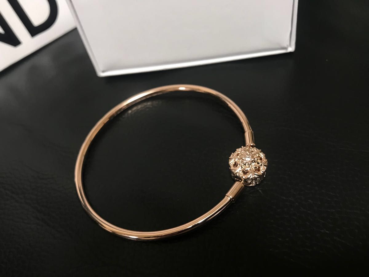 新品未使用 Pandora 14kローズゴールド バングル ブレスレット 雪の