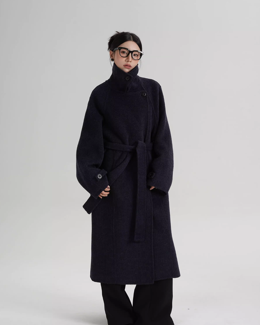 Stand Collar Long Loose Wool Coat SRS0361 – AuroraBoutique