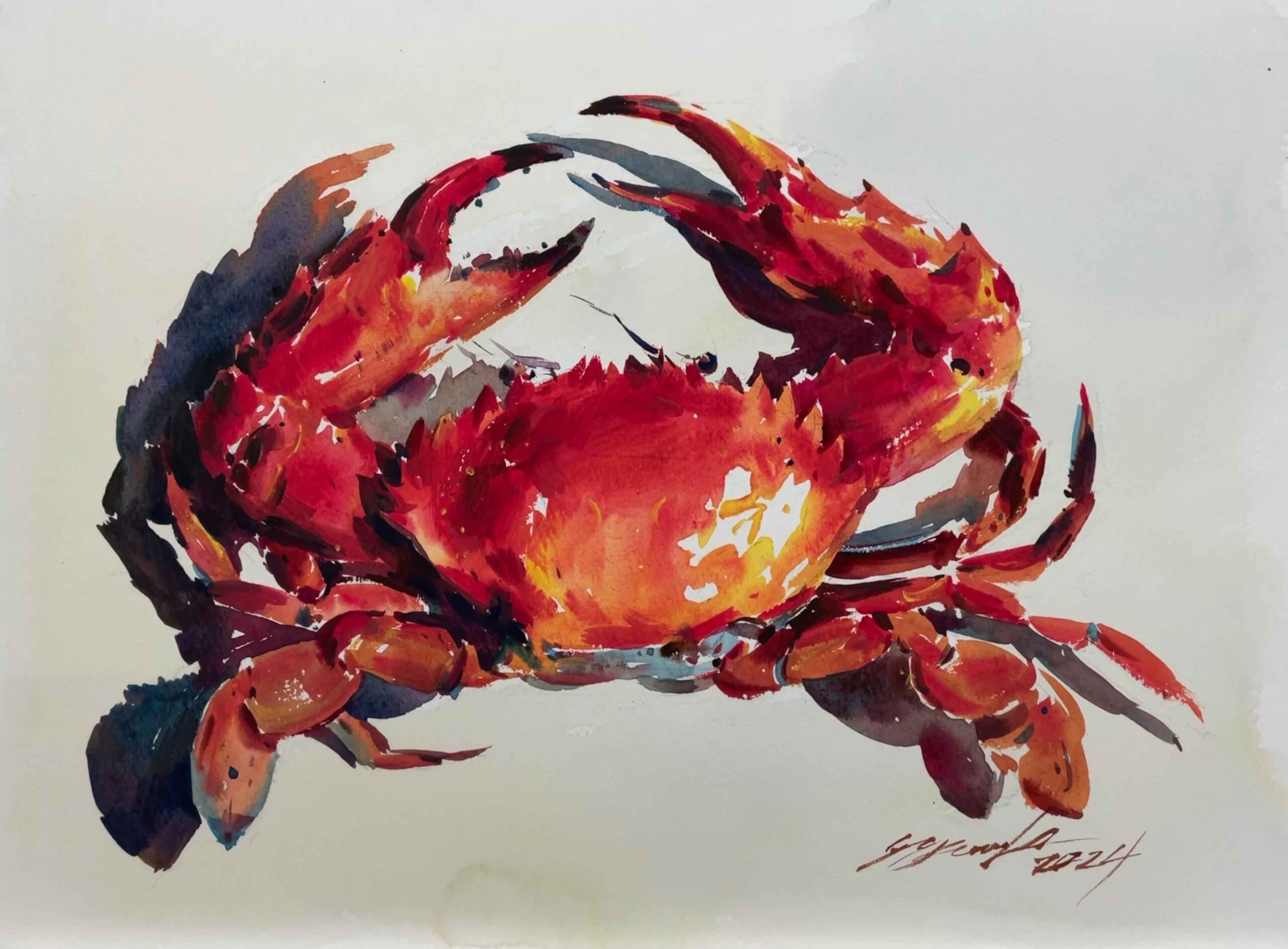 AZUMAs式水彩画：蟹の描き方 by AZUMAs美術学院 | 大阪絵画教室AZUMAs